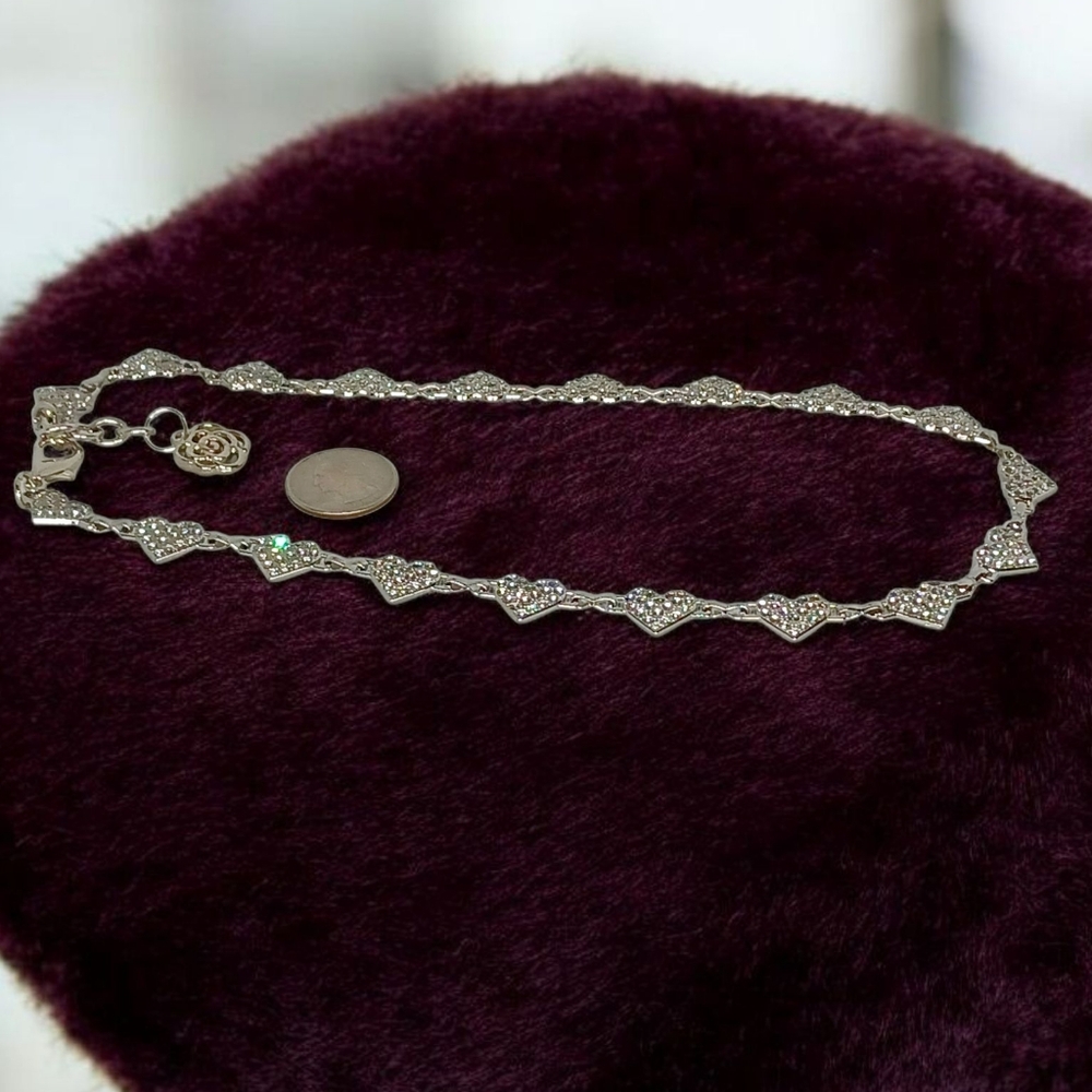 Silver Sparkling Heart Necklace New Age Grunge Modern Retro Glam 1990s Lovecore - Picture 4 of 12